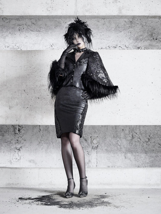 Gothic Leather A-Line Skirt – High-End Winter Officewear