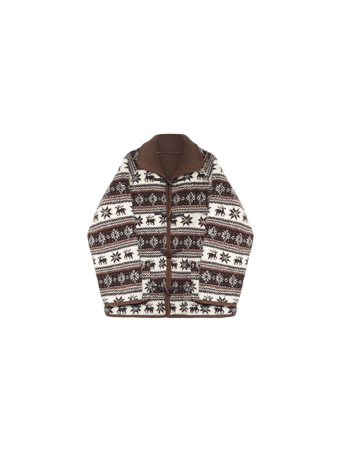 Snowy Deer Walk Christmas Faux Shearling Coat