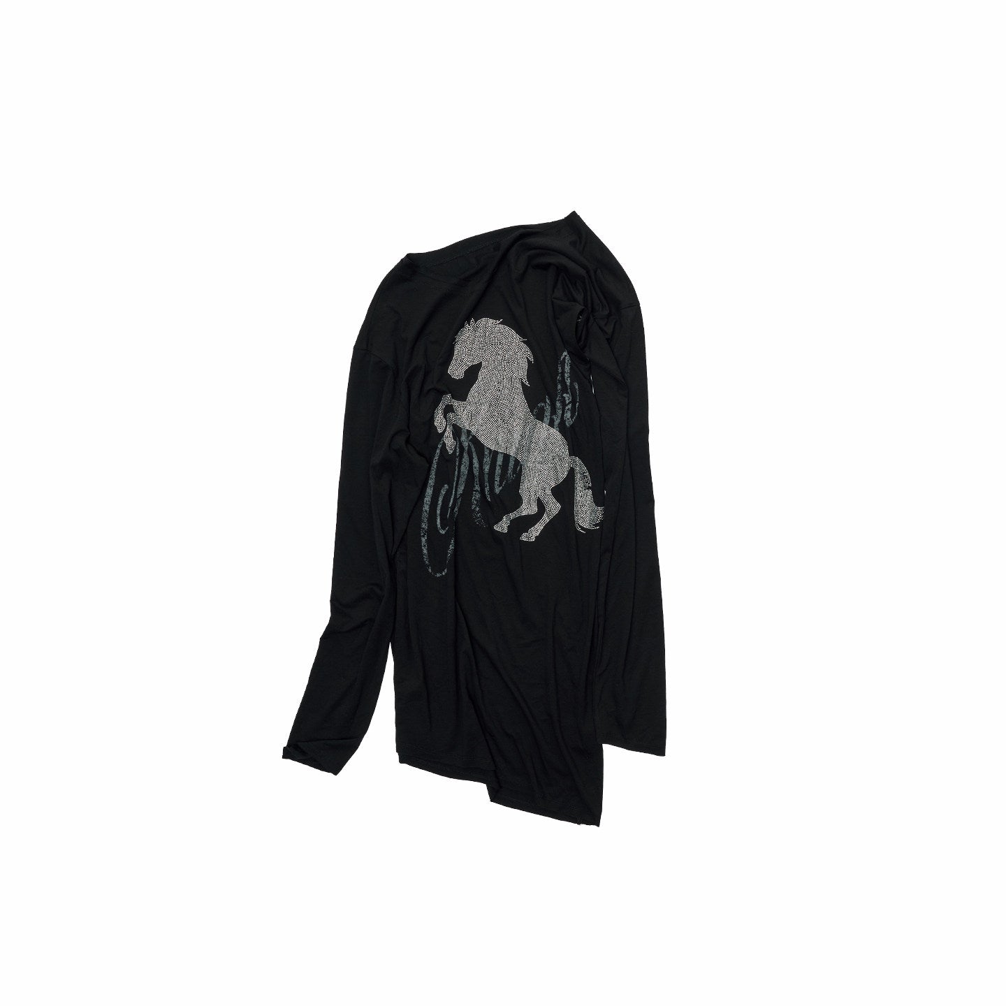 Knight Horse Rhinestone Off-Shoulder Top