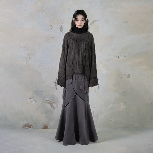 Salt Tea Far Mountain Mohai Hair Broken Hole Sweater