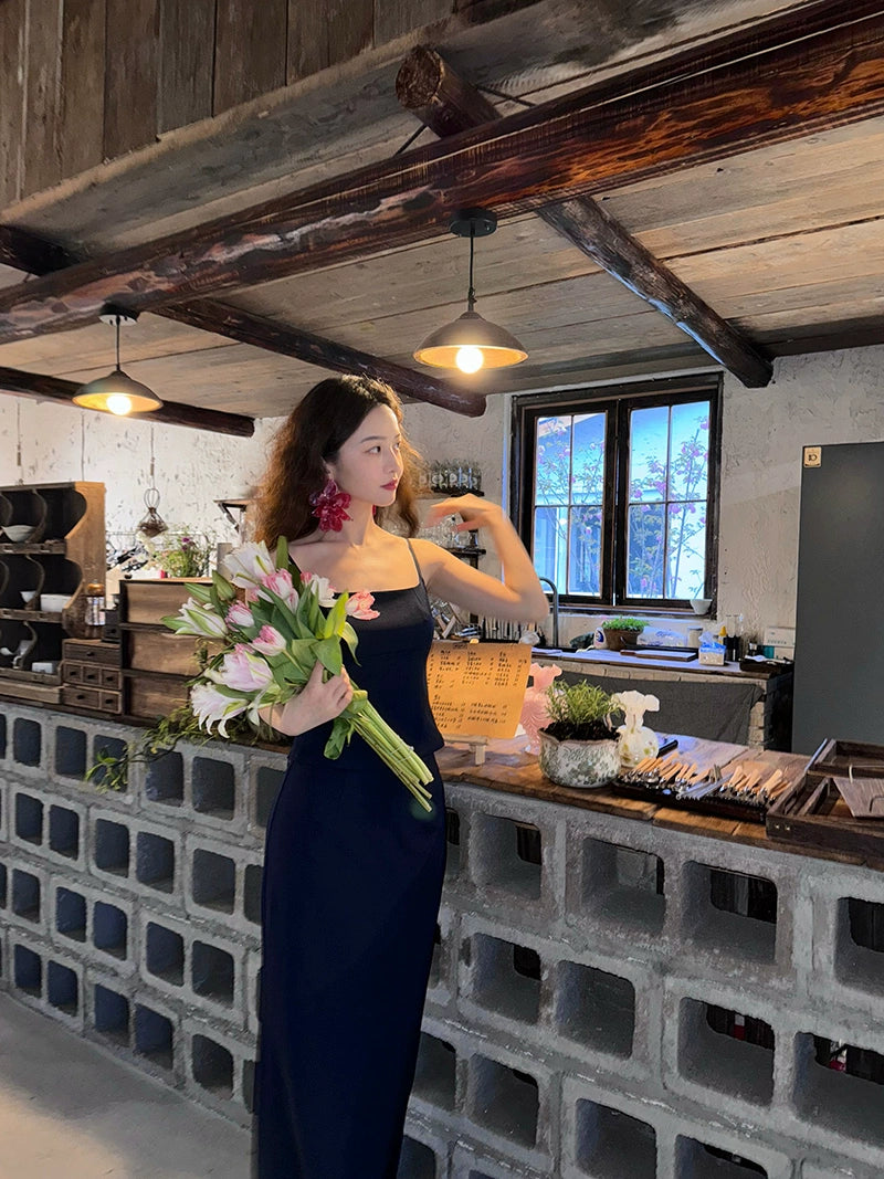 Top ajustado camisola corta retro francesa