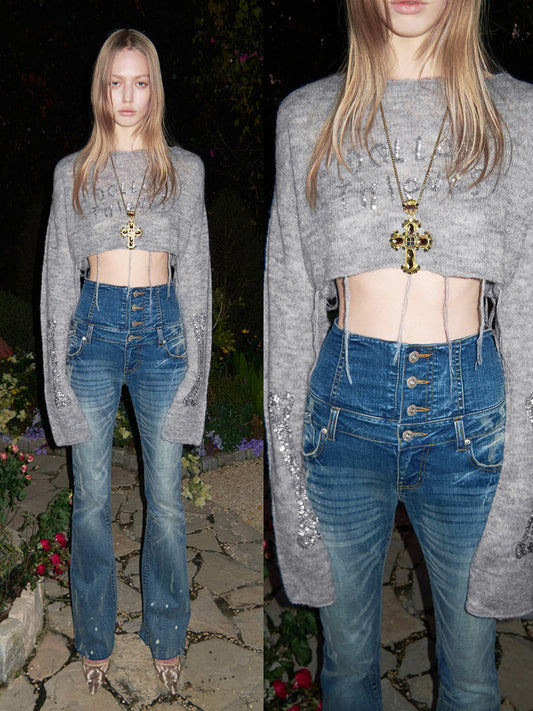Irregular Bootcut Jeans
