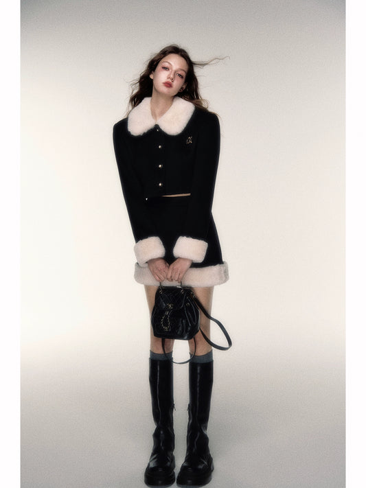 Milk Gentle Wool Collar Coat - French Two Piece