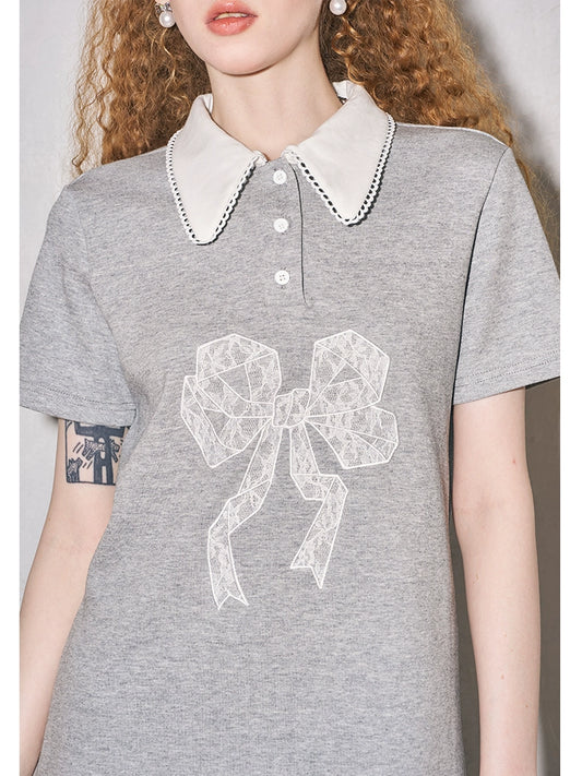 فستان بولو متوسط الطول بفيونكة