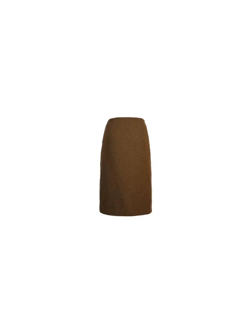 High-Waist Front Slit Wool Tweed Haute Skirt (Winter Jane)