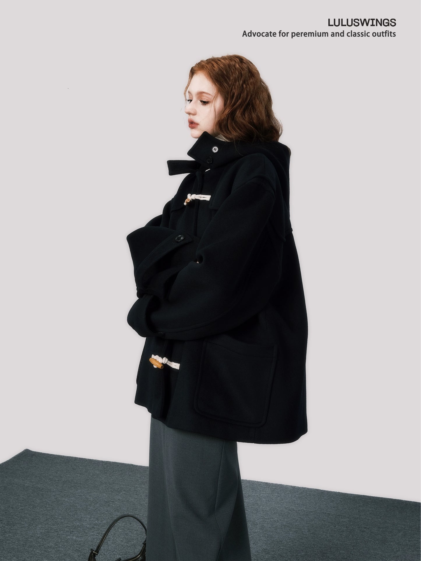 Deep Blue Wool Horn Button Coat - Academy Style