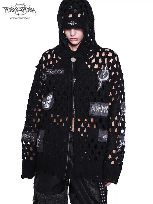 Distressed Hole Knit Sweater – Edgy Urban Layering Piece