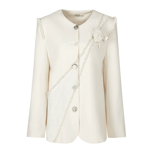 Off White V-Neck Suit Coat