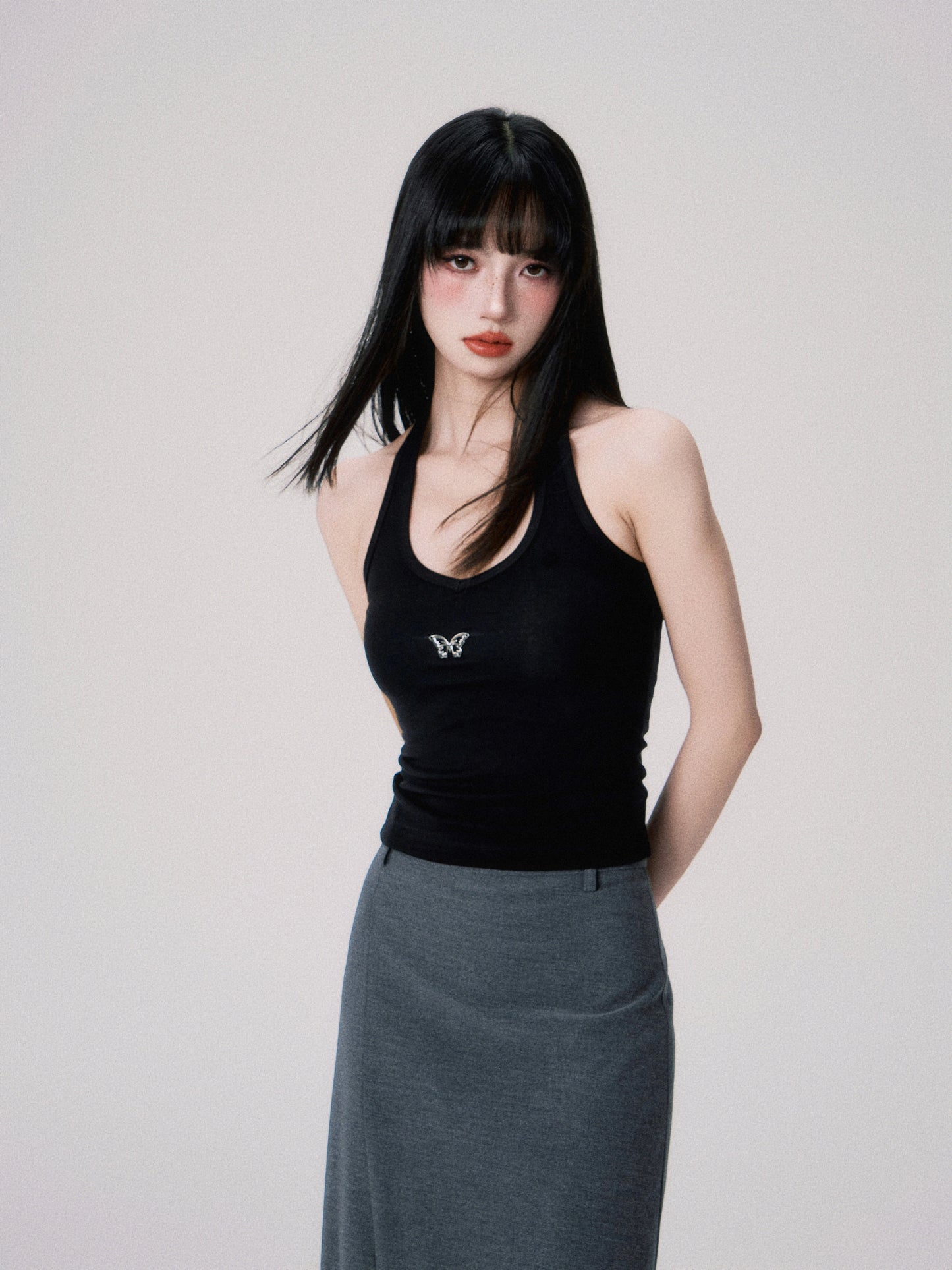 Classic Skinny Stretch Halterneck Knit Camisole