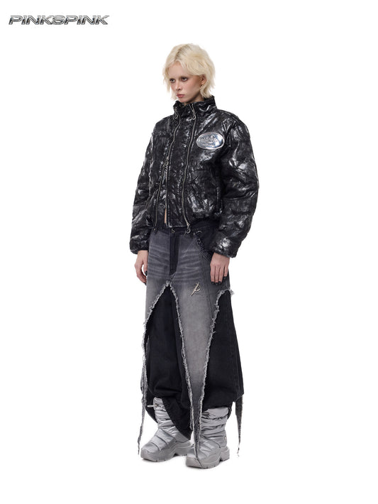 Electric Moon Deconstructed Skirt-Pants Hybrid – Punk Y2K Denim
