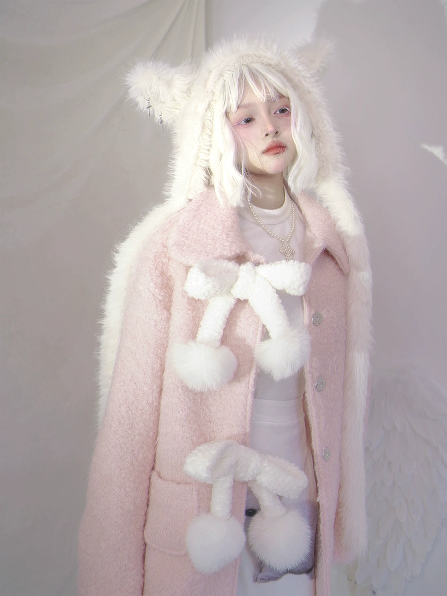 معطف الصوف الكرز