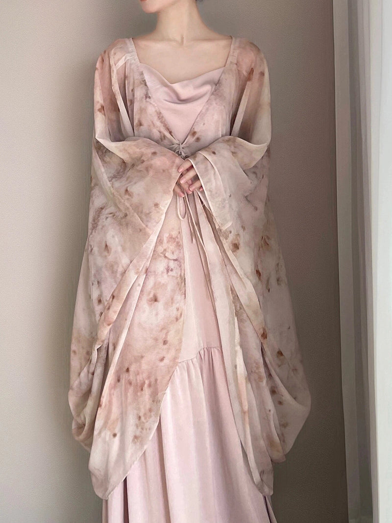 New Chinese Satin Slip Dress – Retro-Inspired Bridal Morning Robe