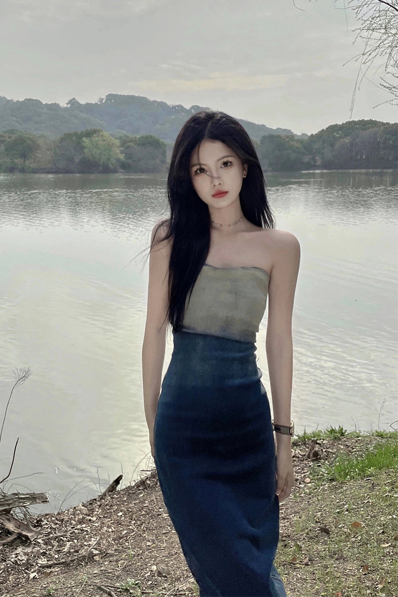 Gradient Denim Dress