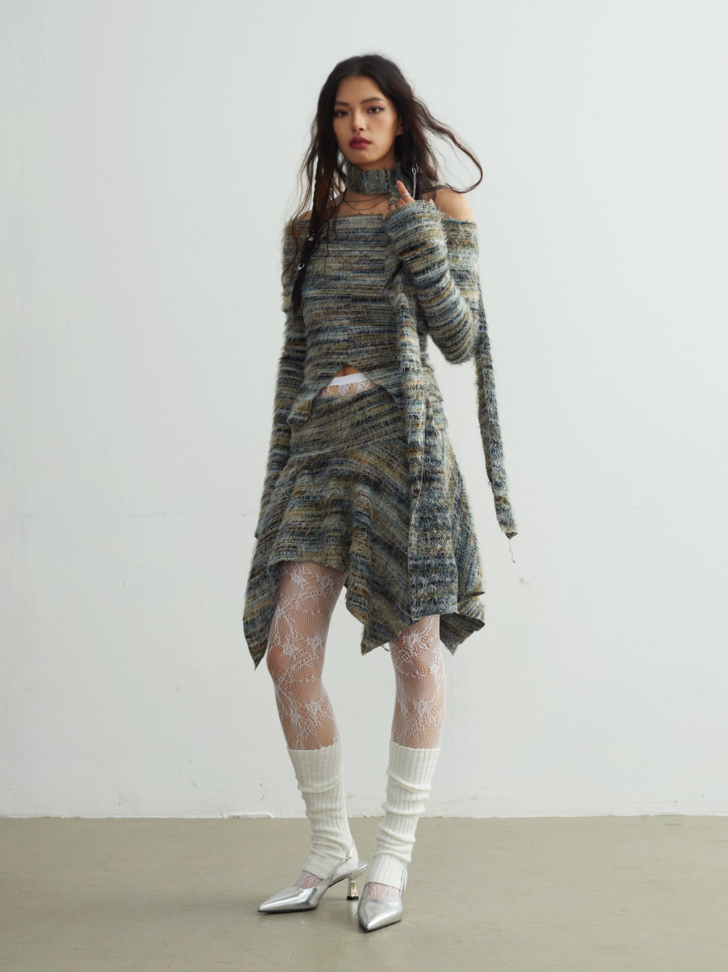 Qilian Mountains 발레 스타일 니트 탑 스커트