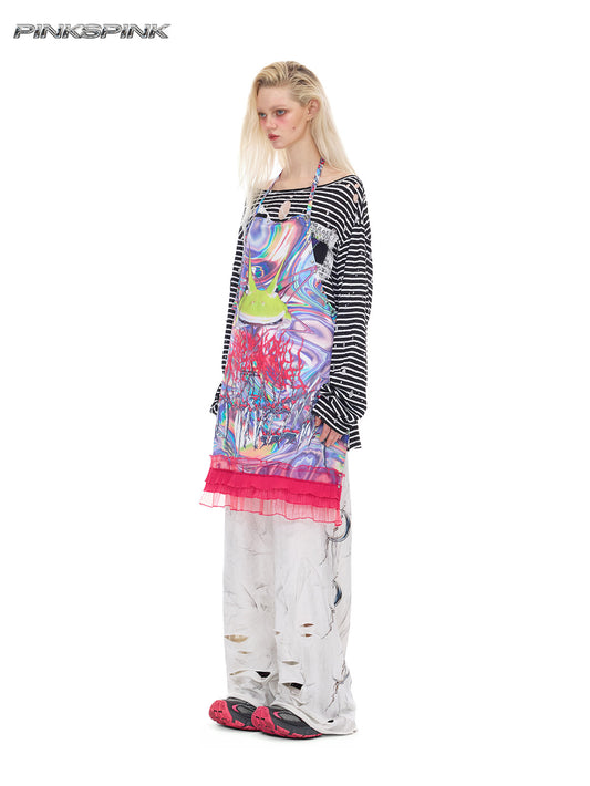 Rock Frog Y3K Lace-Rivet Punk Apron Skirt – Hot Girl Statement Layer