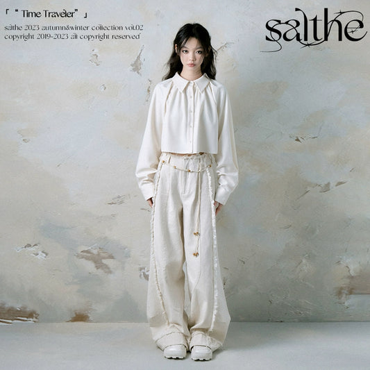 Broken Dune Retro Distressed Fur Edge Wide Leg Jeans