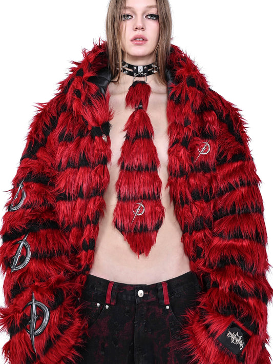 original electric moon black red Y2K neck collar PUNK collar girl group fur grass rivet punk tie