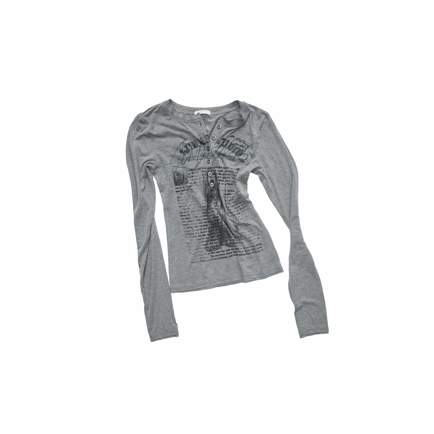 Contrast Print Henley Knit Top