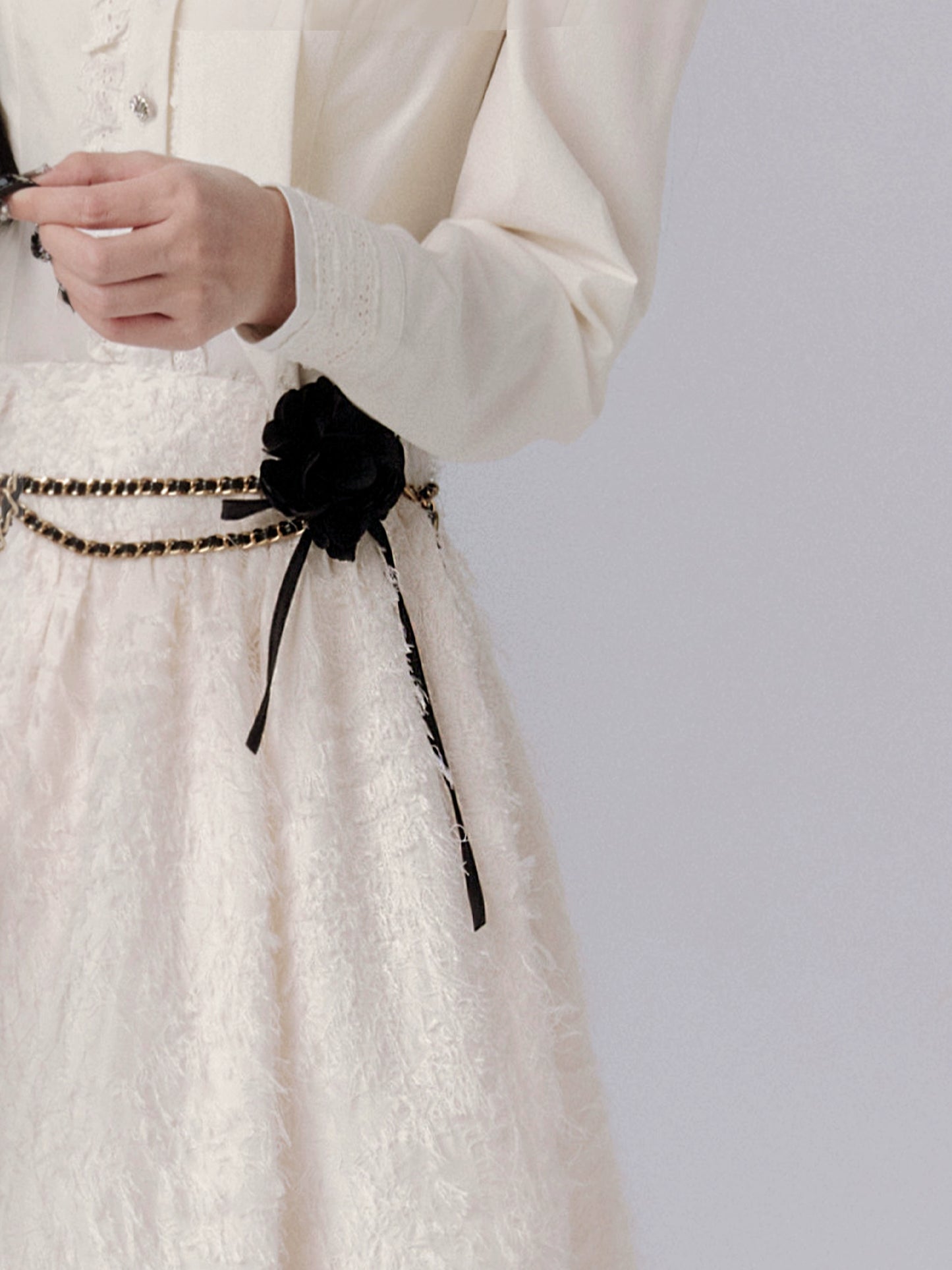 ارتفع الذهب الأسود النسيج سلسلة الخصر