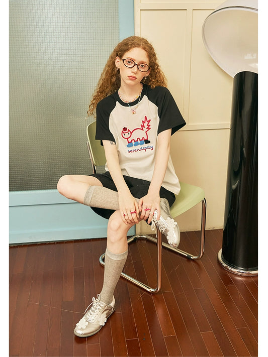 الكرتون المطرزة تي شيرت