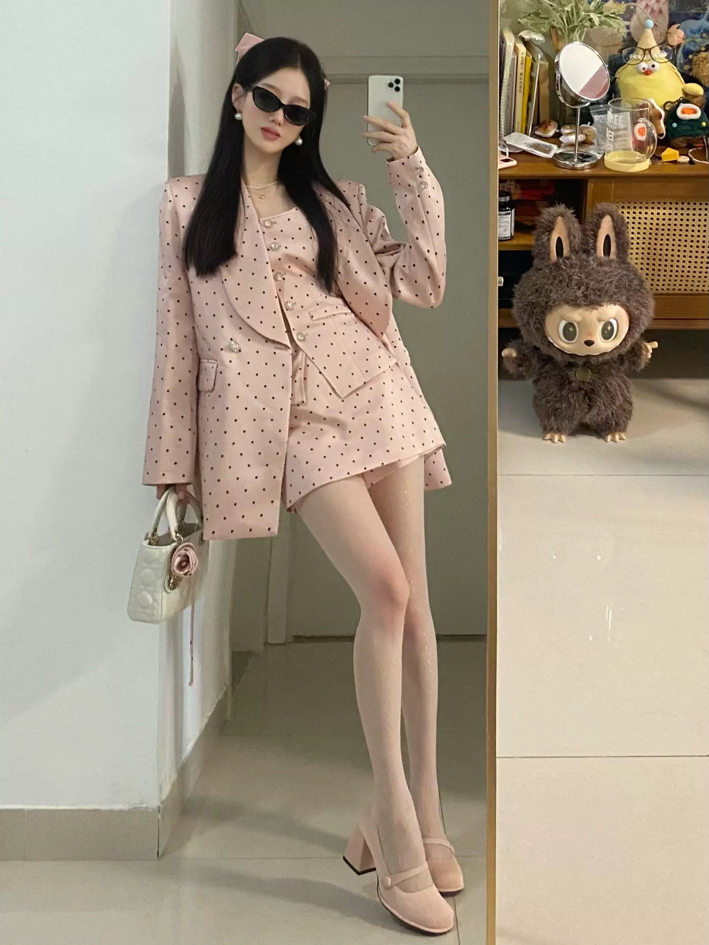 Pink Three-Piece Suit – Korean-Inspired Luxury Blazer Set