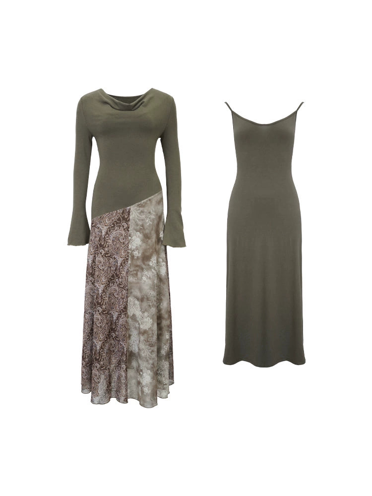 Oz Enchantment Two-Piece Patchwork Swing Skirt & Slip Dress Set – Retro Fall