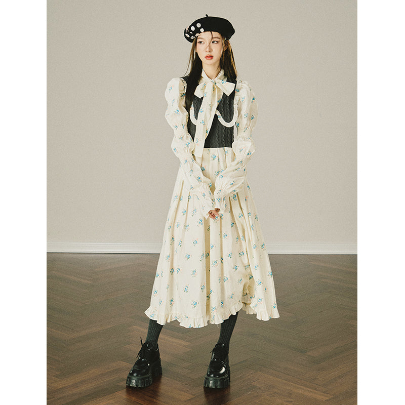 Knitted Bow Tie Long Dress