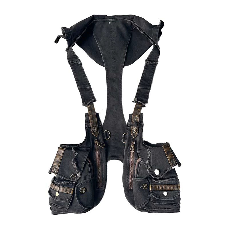 Cowboy Hooded Multi Pocket Waistcoat