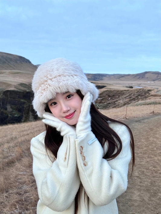 White Double-Sided Cashmere Coat – Hepburn-Style Long Blazer