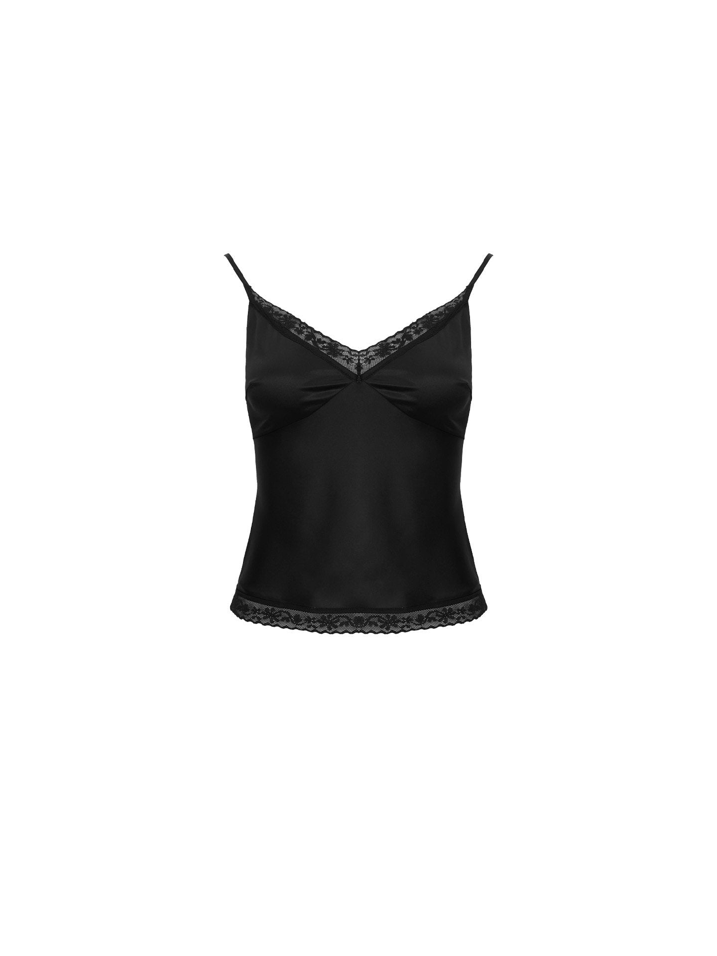 Elegant Lace Satin Camisole Top with Delicate Straps – Hong Kong Retro Autumn Style
