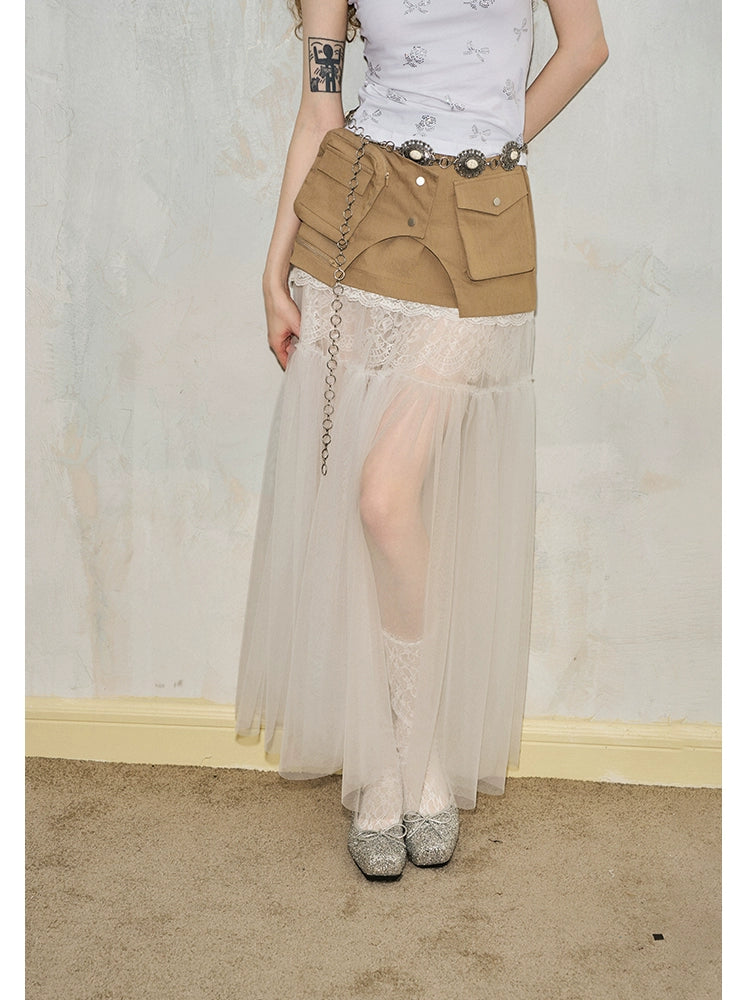 Летнее платье из сетчатой кружевной вставки