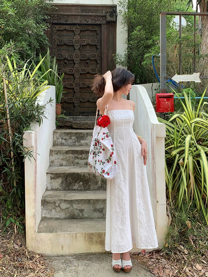 High waist tube top cotton dress