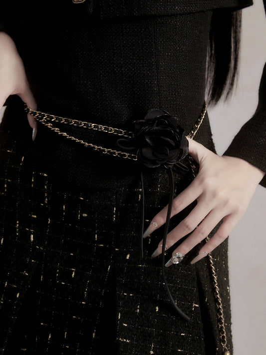 Black Gold Rose Weaving Waist Chain