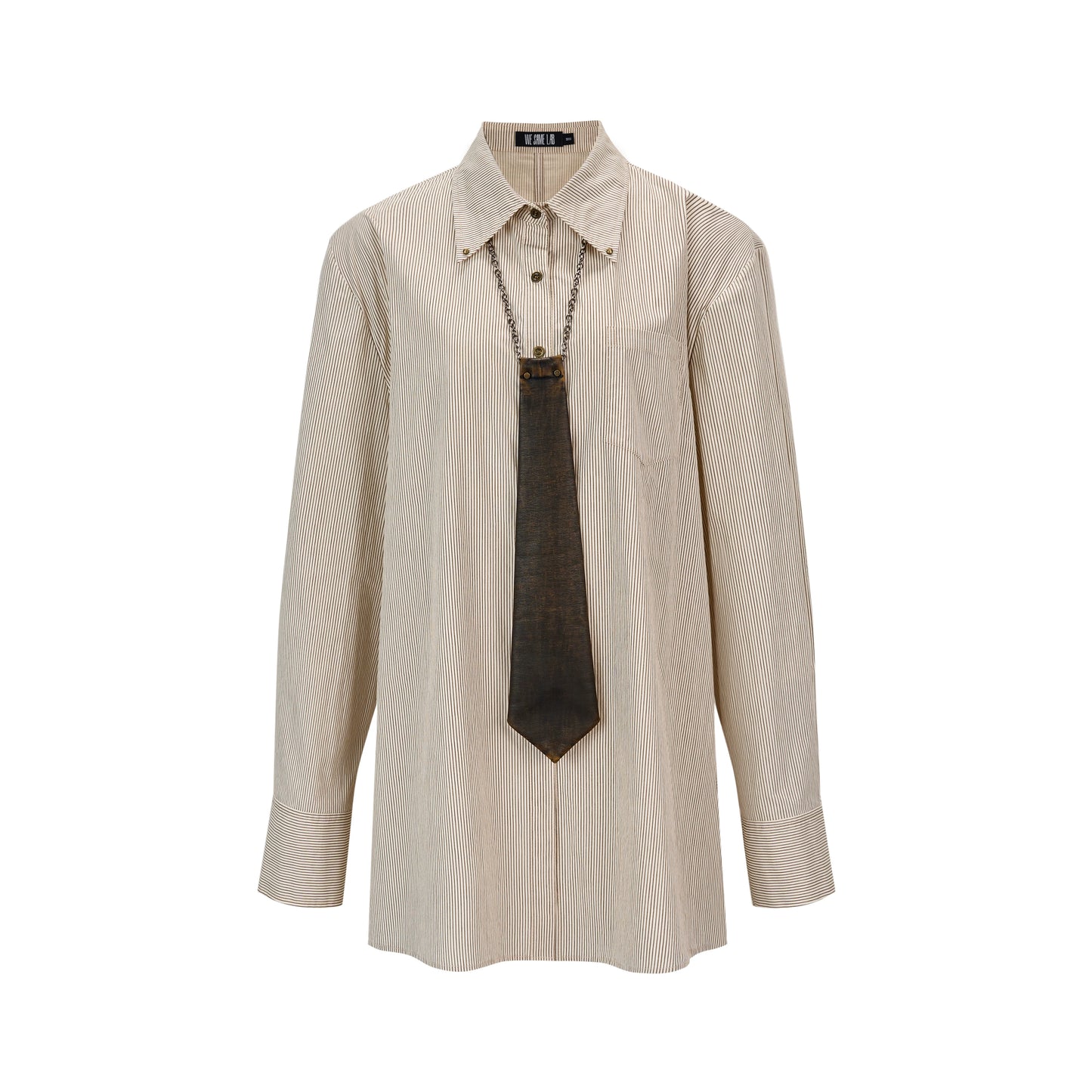 오리지널 디자인 넓은 어깨 실루엣 버튼 줄무늬 셔츠