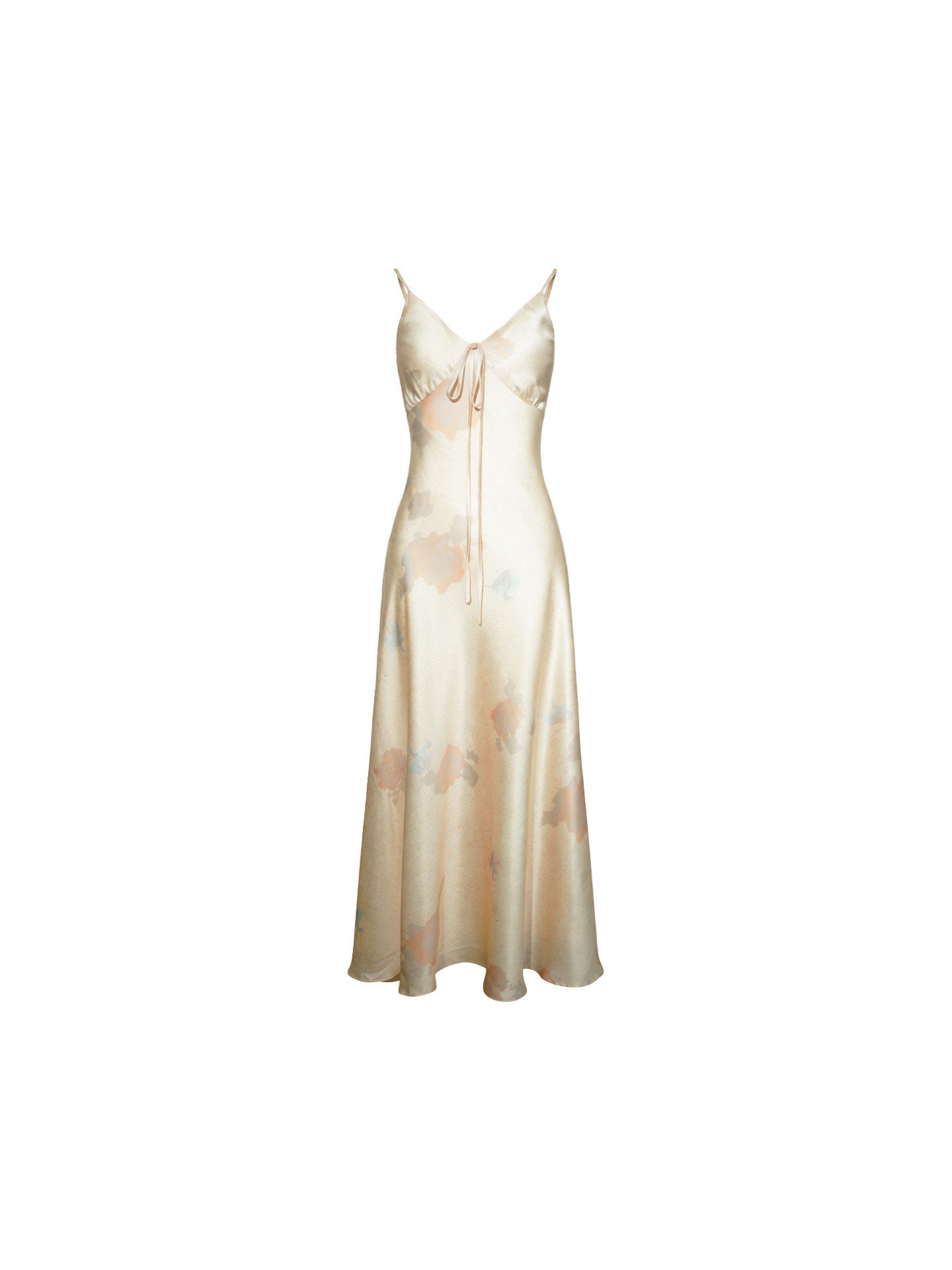 Ink Print Satin Slip Maxi Dress