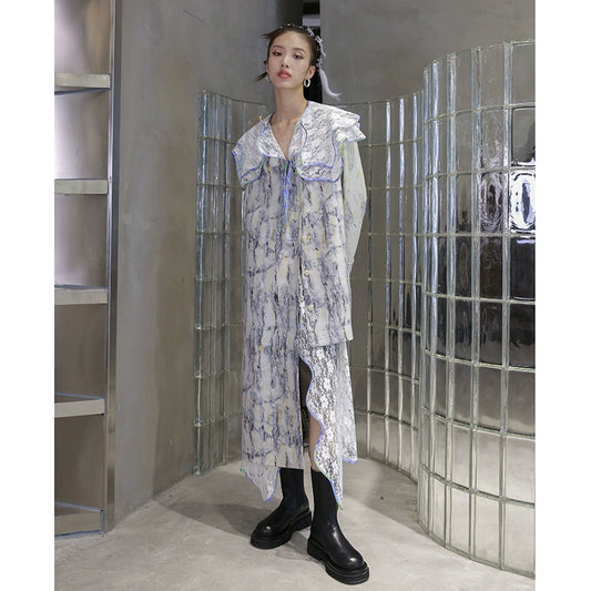 Artist Tie Dyed Asymmetric Thin Coat