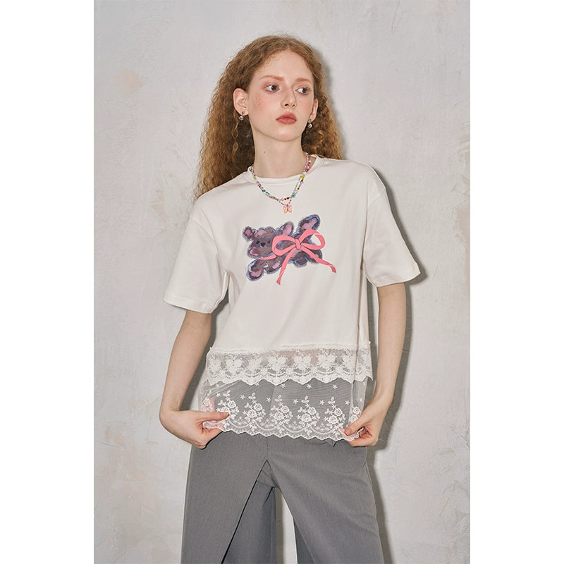 تي شيرت على شكل كلب يركض بفيونكة