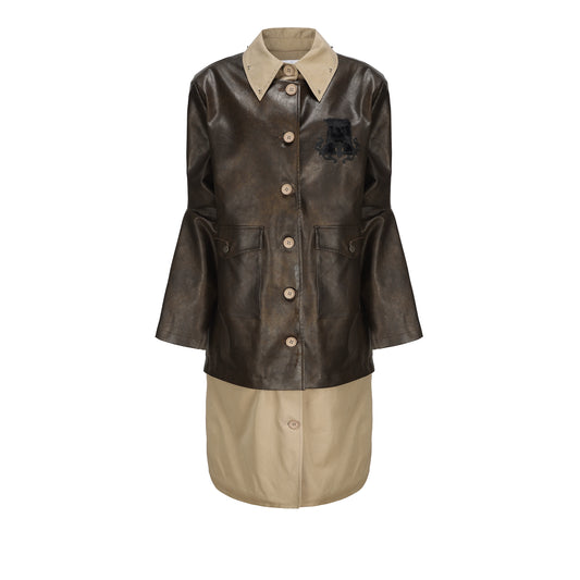 Long Color Block Windbreaker Coat