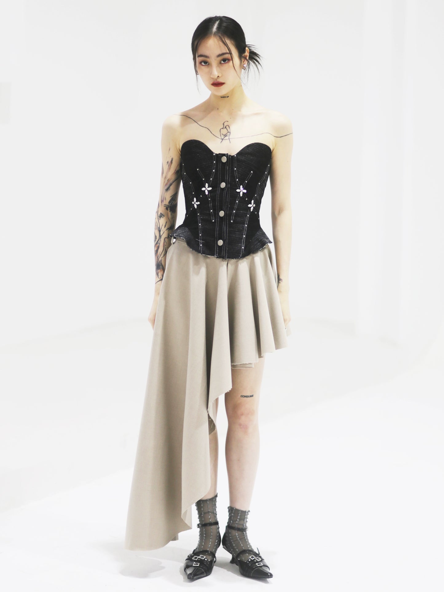 Punk Fairy Denim Bra with Diamond Rivets