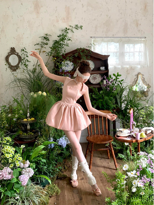 Pink Bud Tea Dress – French Sweetheart Backless Summer Gown