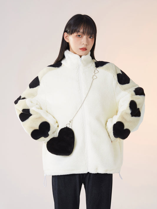 Black Peach Heart Plush Crossbody Love Chain Bag