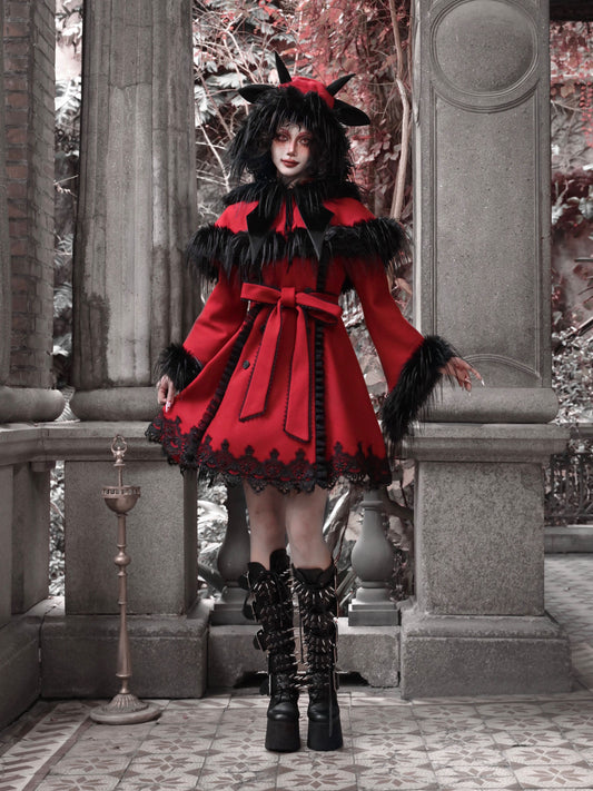 Gothic Bat Collar Cloak – Festive Tweed Christmas Jacket