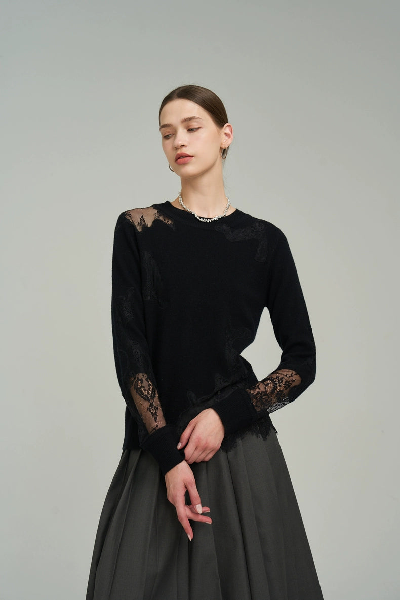 레이스 울 니트 탑