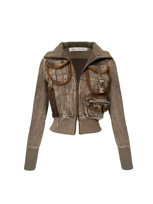 Cappotto vintage giacca slim fit a collo alto