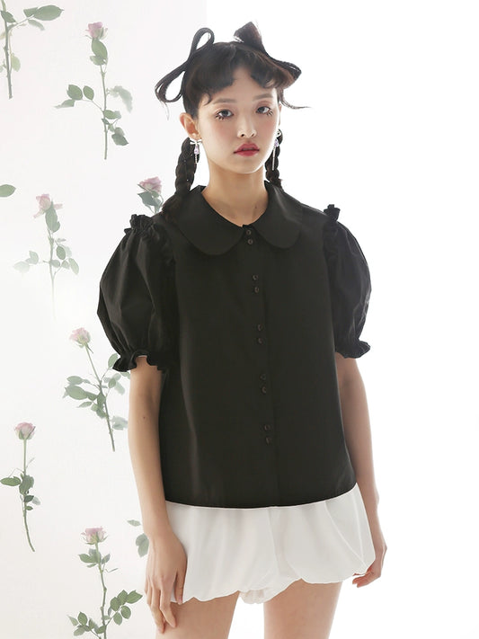 Niche Design Multi Button Doll Neck Lace Top