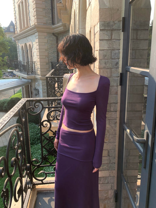 Encounter Square-Neck Top & Skirt Set – Hong Kong Retro Autumn/Winter