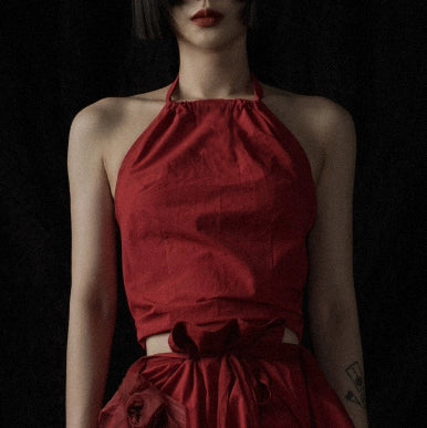 Осенний красный ремешок с карманом живота