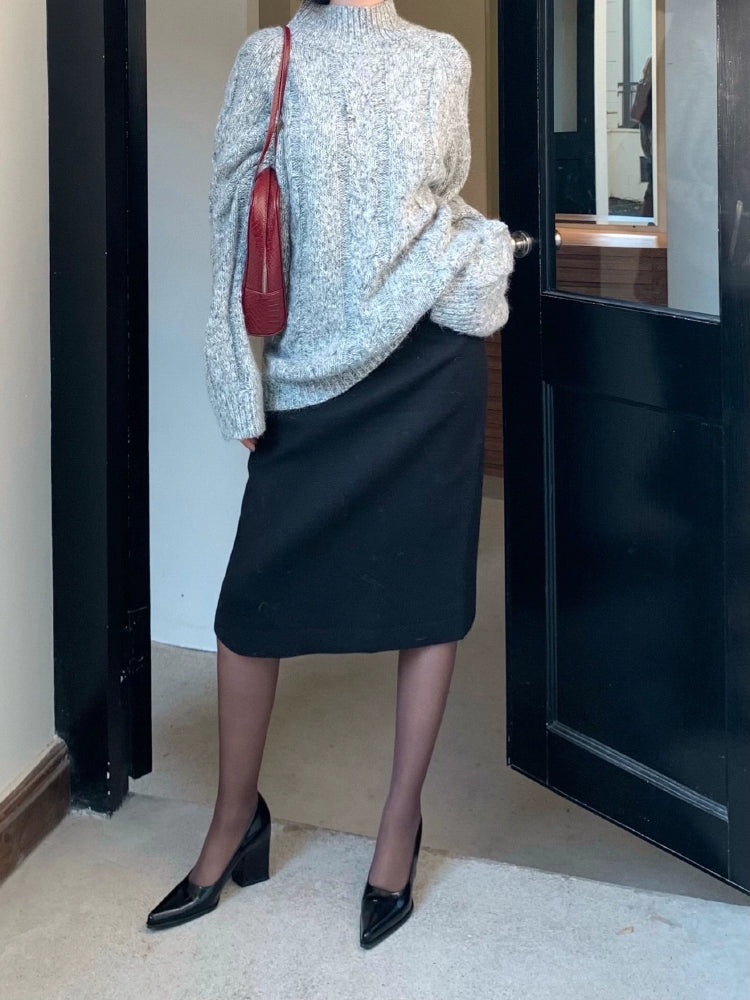 Low-Waisted A-Line Skirt – Retro Suit Style