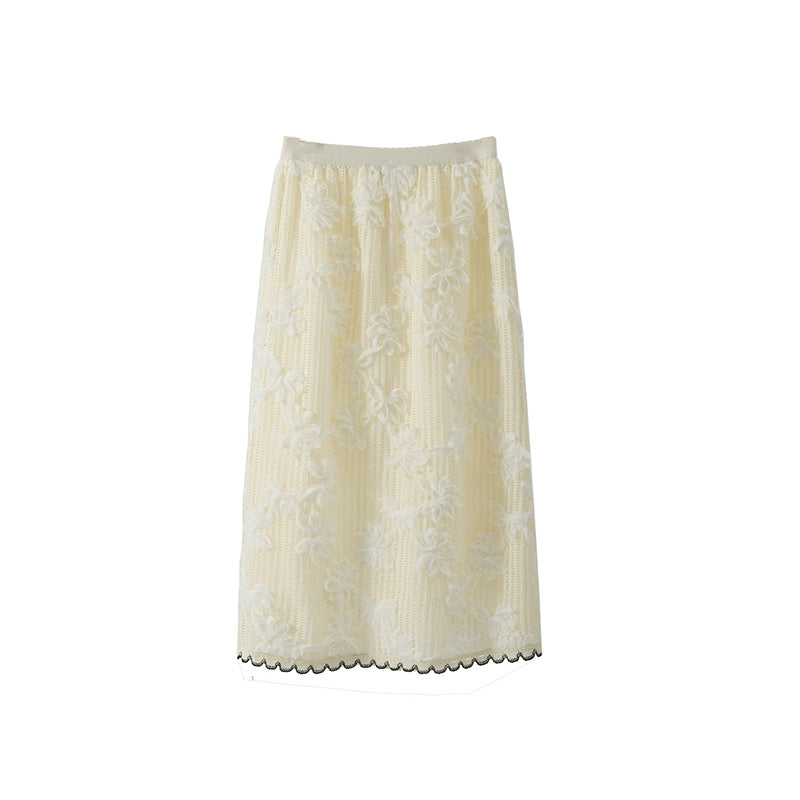 Original Design Dolly Exquisite Tulip with Hanging Strap Embroidered Lace Shirt Half Skirt Set