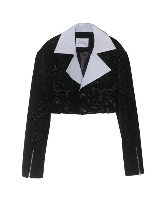 High Waist Contrast Bright Silk Pocket Jacket